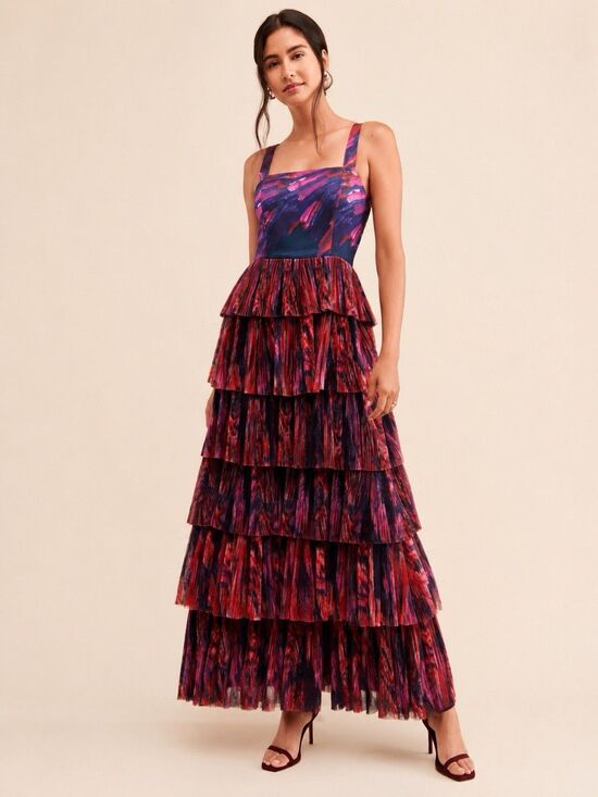 Hutch Dresses & Skirts - Anthropologie x Hutch Avani Tiered Maxi Dress Purple Pink Tulle Size 4 EUC
